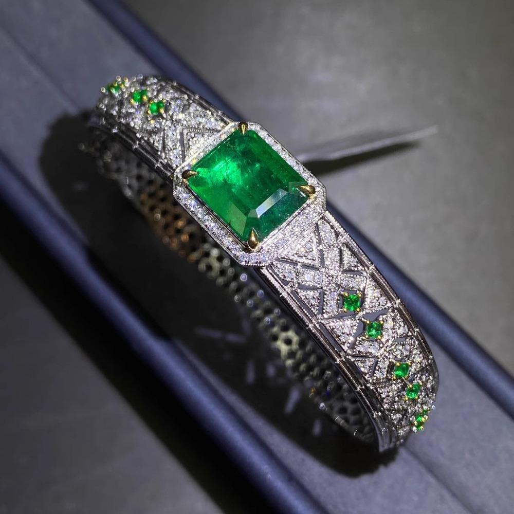 Luxury Emerald Bracelet for Women Double Tone Gold Plated with Micro Pave Diamonds Elegant Jewelry