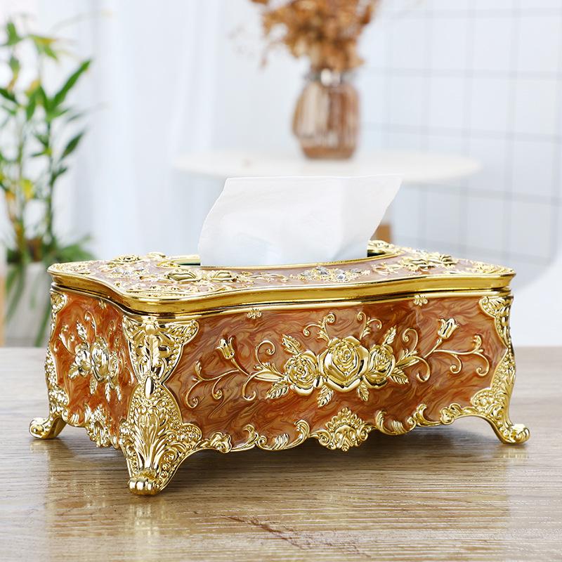 

Золотистый большой держатель для салфеток - креативная настольная пластиковая бумажная коробка для дома 23*12.5*9.5CM