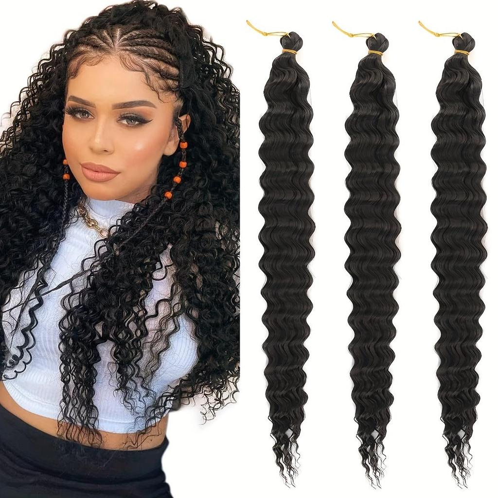 Kadınlar İçin "Moda" Okyanus Dalgası Tığ İşi Saç Uzantıları - 22" Yumuşak Ombre Su Dalgası, Sentetik Kıvırcık Örgü Saç
