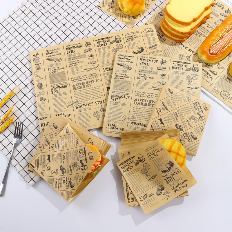 10/20/50 Blatt Lebensmittelverpackungspapier Zeitungsdesign Sandwich Burger Pommes Frittierte Lebensmittel Verpackungspapier Tellermatte Öl Wachspapier