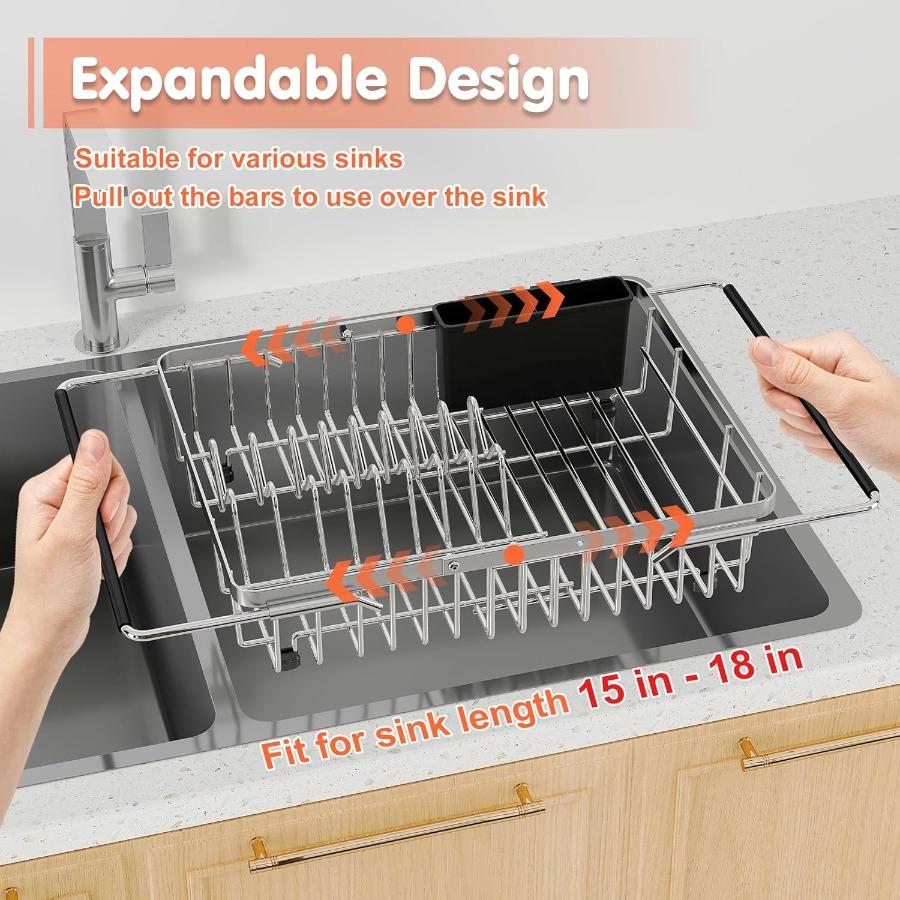Dish Drying Rack In Sink Expandable 13.116.6 D Stainless Steel Dish Drainers for Kitchen Sink Retractable Over Sink Dish Rack D
