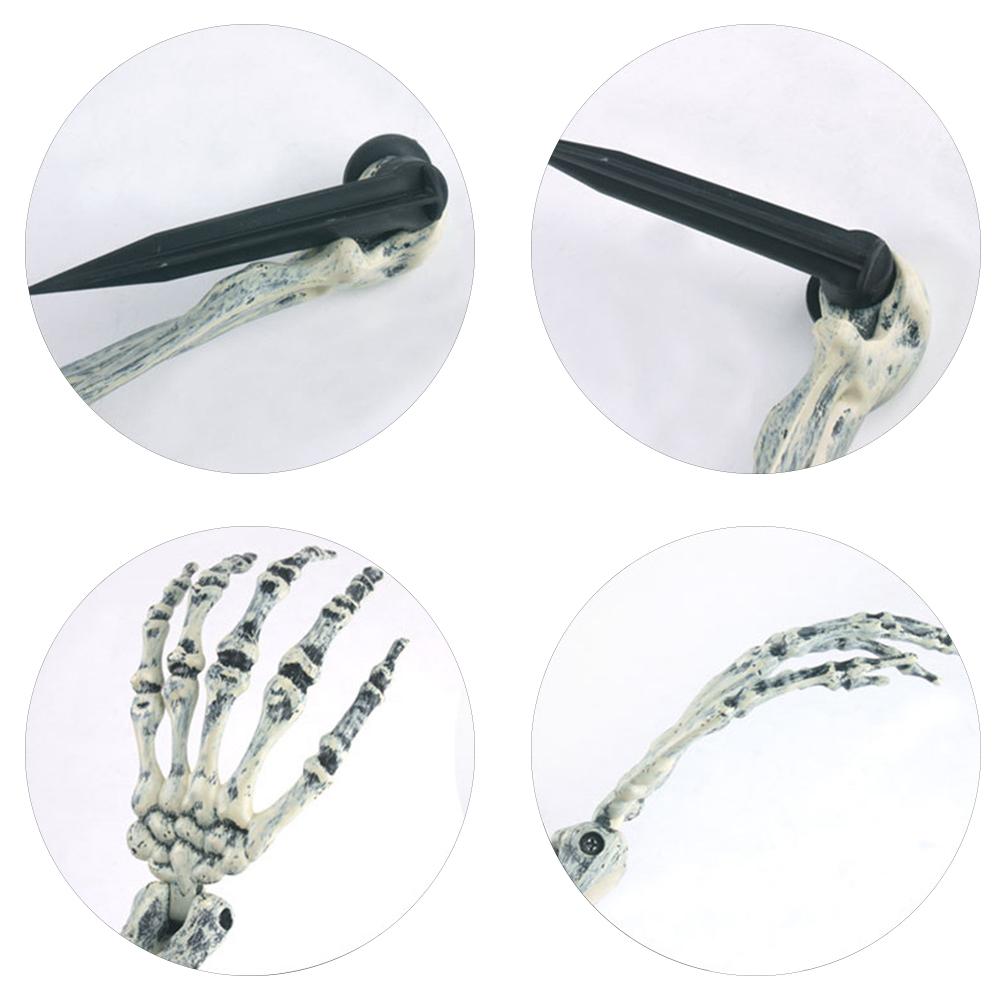 Halloween Glowing Skeleton Head Hands Arms Stakes Luminous Outdoor Decor for Lawn Garden Yard