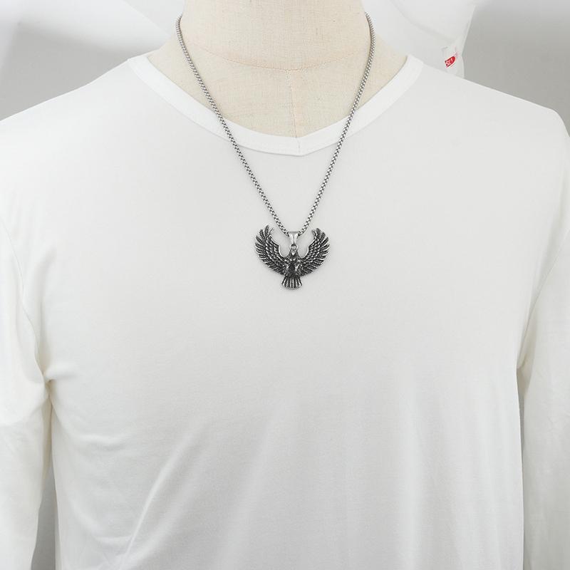 Fashionable Retro Eagle Pendant Necklace Suitable For Men And Women Hip-hop Punk Personalized Sweater Chain Daily Jewelry Gift