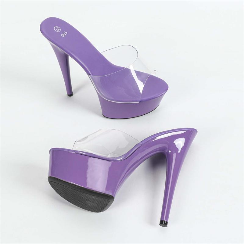 Mode Eilyken Sommer Street Style PVC Transparent Offene Zehenpartie Plateau Damen Hausschuhe Sexy Stiletto Hohe Absätze Bankett Abschlussball Clogs