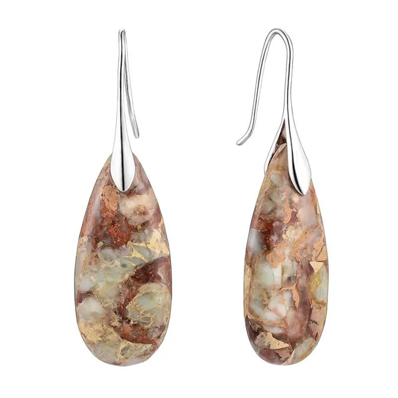 European and American Emperor Stone Droplet Pendant Earrings Natural Stone Jewelry for Women Earrings