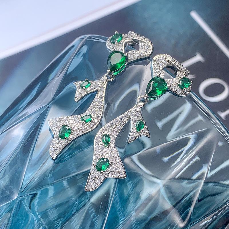 Crystal Cubic Zirconia Hanging Earrings Silver Color Earrings for Women Engagement Wedding Ear Accessories Trendy Jewelry