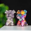 Resin Schnauzer Figurine With Natural Crystal Fill For Desk Decor And Gift Giving