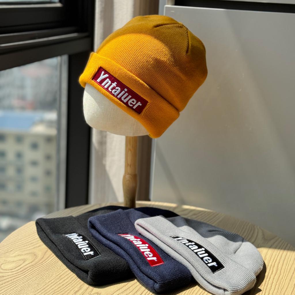 Letter Embroidered Knitted Woolen Hat for Men and Women Autumn and Winter Street Trendy Versatile Face Showing Small Pullover Cold Hat