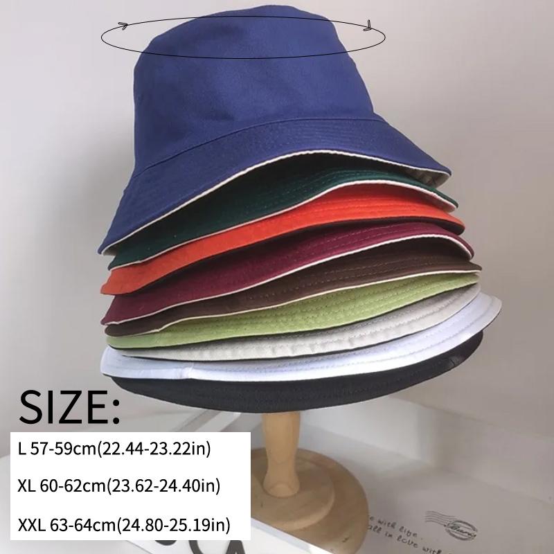 Big Size XXL 63cm 100% Cotton Bucket Hat Men Women Big Head Reversible Fisherman Hat Men Large Size Large Tide Hip Hop Sun Hat