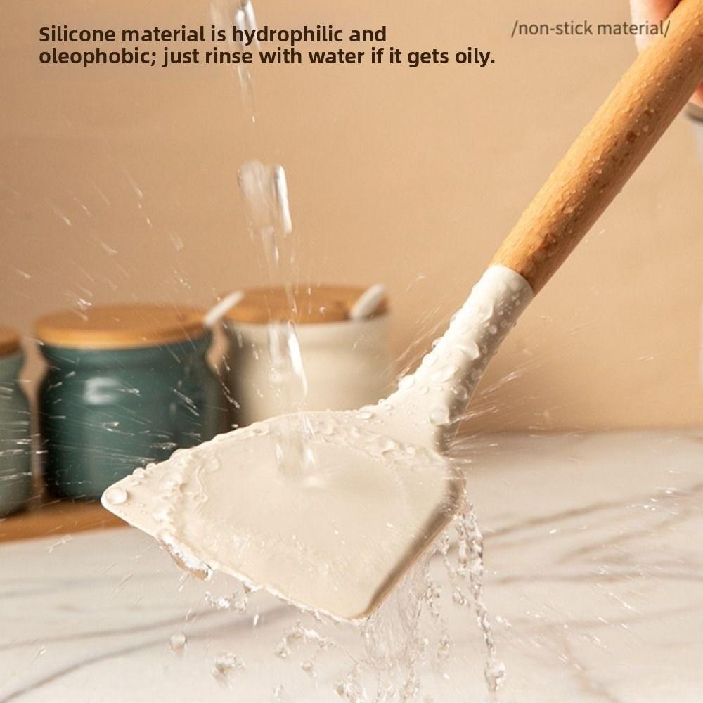 3Pcs Heat Resistant Non-Stick Spatula Wooden Handle Cooking Turner Spatula  Home Cooking