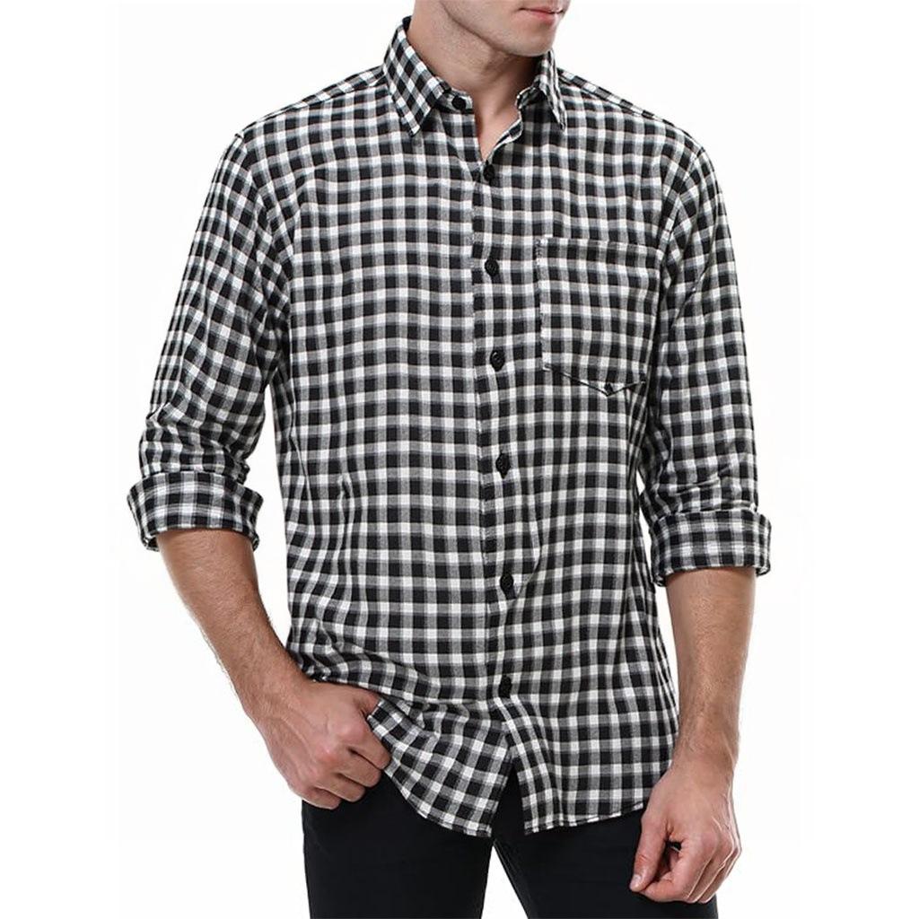 

Мужская клетчатая рубашка с длинным рукавом в стиле кэжуал, осенне-зимняя мода, свободная рубашка-кардиган XXL чёрный
