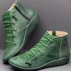 Women's High-Top Short Martin Boots, Flat Workwear Style With Side-Zip.