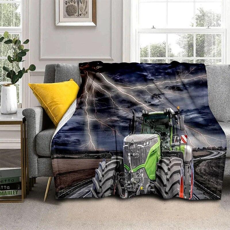3D Retro Car Tractor Truck Series HD Blanket,Soft Throw Blanket for Home Bedroom Bed Sofa Picnic Travel Office Cover Blanket Kid