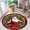 Cute Christmas Day Gift Bell Santa Claus Snowman Christmas Tree round rug Home Soft Decorative Anti slip Chair Mat Carpet Outdoor Floor Mat Carpet 32