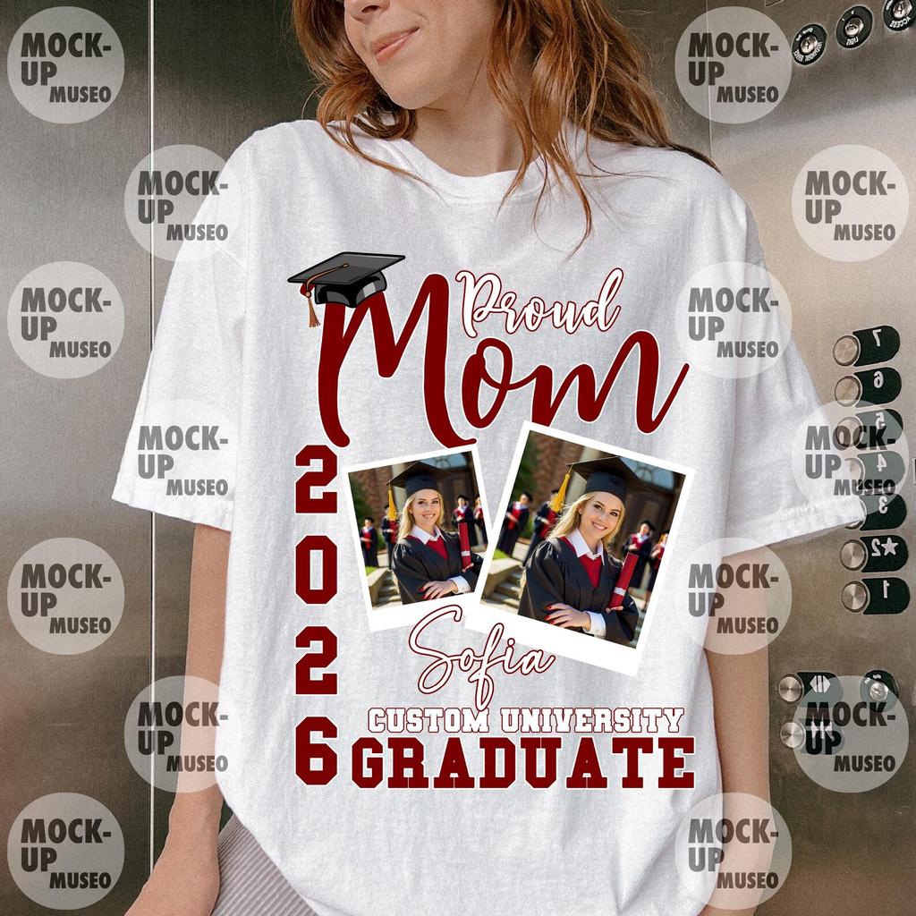 Proud Mom Graduate PNG Shirt Design, Custom Graduation Photo Shirt PNG, Personalized Class of PNG, Senior Mom Png File