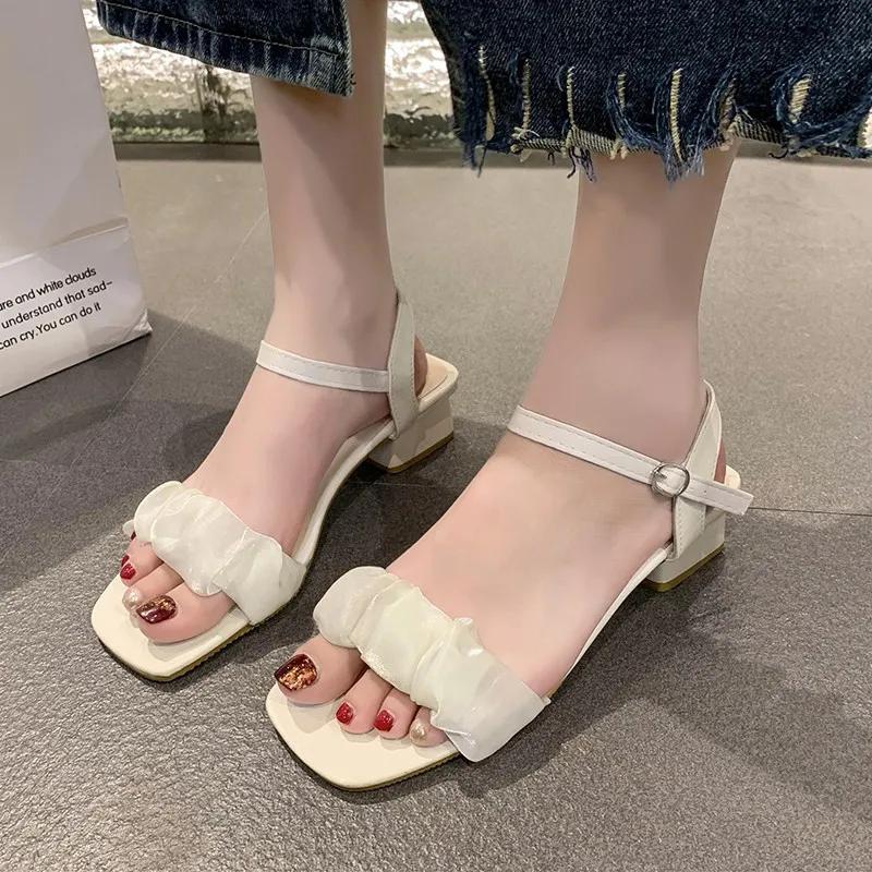 Mid-heel All-match Fairy Style Thick Heel Peach Heart with Fashion Women's Cool Shoes