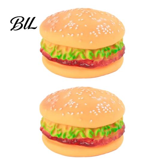 Jouet à mâcher Burger réaliste 2PCS Chien Siffleur Forme Vinyle Non Toxique Animaux de compagnie Jeu Interactif pour le Nettoyage des Dents et l'Activité