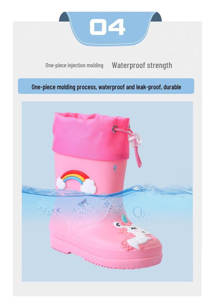 Children's Cartoon Rain Boots - Waterproof, Non-Slip Rubber Shoes for Boys and Girls