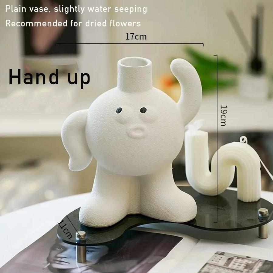 Creative Ceramic Flower Vase Cute Emoji Tubular Kawaii Vase Room Home Desktop Decoration Art Ornament Vase Gift Flowerpot