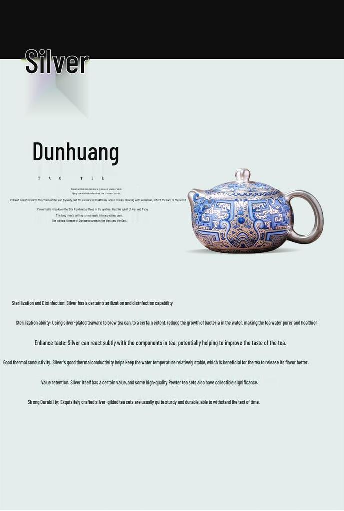 2025 Silver-Plated Ceramic Gongfu Tea Set with Teapot and Cups in Gift Box