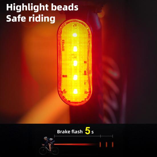 Bicycle Tail Light with Brake Sensor Waterproof USB Rechargeable Universal MTB Road Mountain Bike Cycling Night Riding Warning Rear Lamp