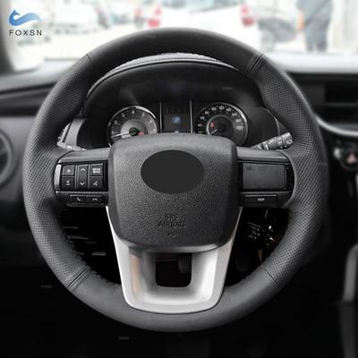 Braids On Steering Wheel For Toyota Fortuner 2016 -  Hilux 2015- Car Steering Wheel Hand Stitched Black Leather Cover