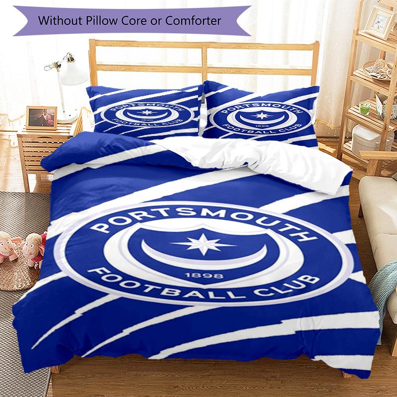 Set Copripiumino Stampato Portsmouth F.C. – include 1 copripiumino e 2 federe coordinate Decorazione per la camera da letto Regali di Natale