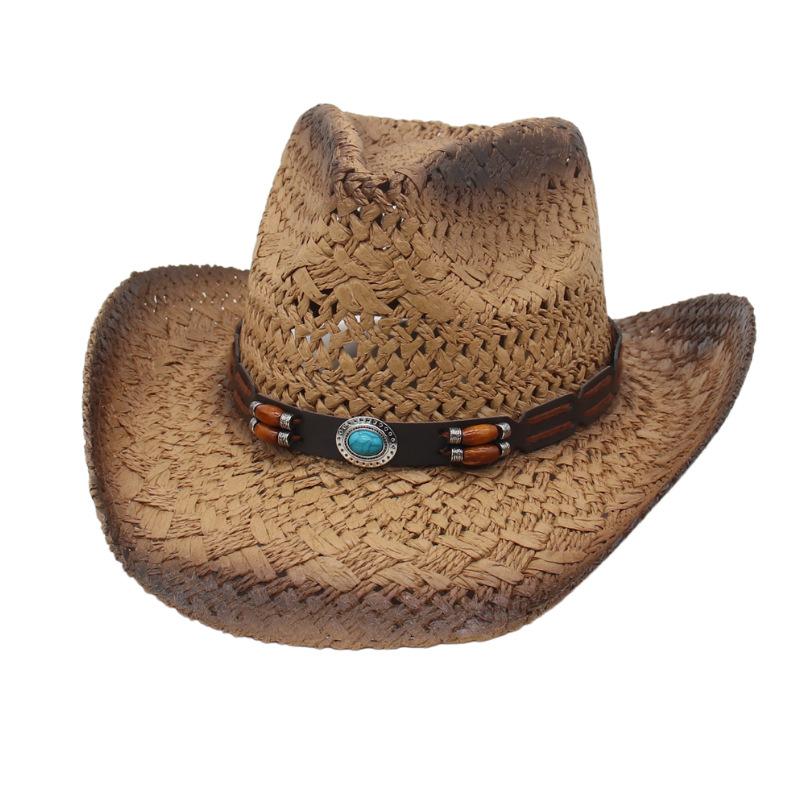 Cross-Border European And American Hot-Selling Cowboy Top Hats Hollow Warped Edge Sun Hats Western Cowboy Hats Outdoor Beach Sun Hats