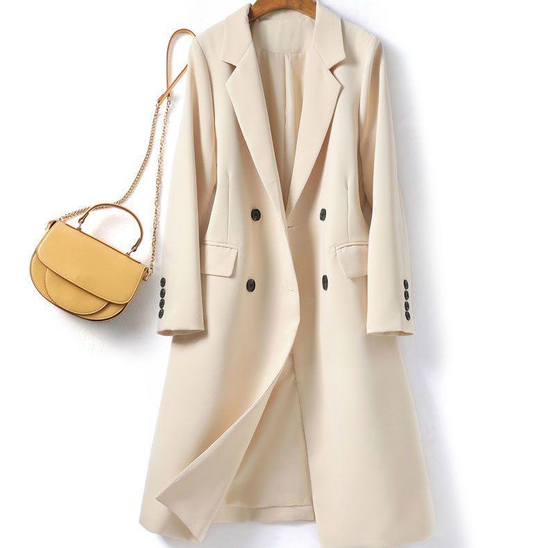 

Модне та зручне жіноче пальто вільного крою в британському стилі S бежевий