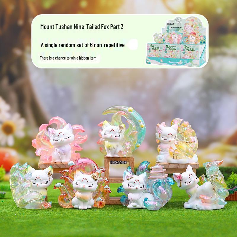 Nine-Tailed Fox Resin Blind Box: Chinese Style Desktop Ornament & Festival Gift