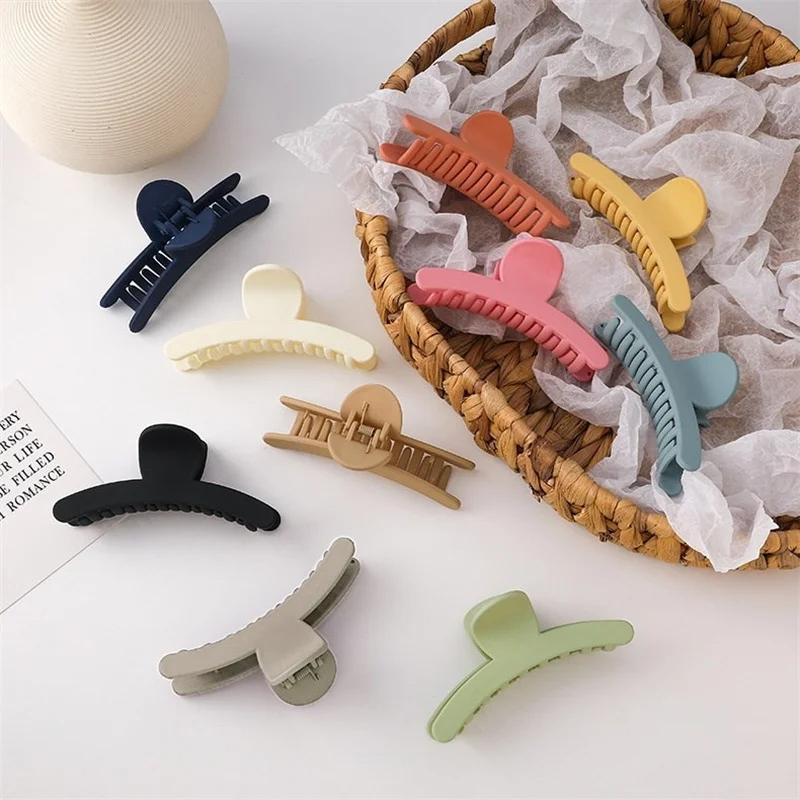 New Fashion Hair Clip for Women Korean Versatile Simple Solid Color Scrub Claw Shark Clip Headwear Girl Hair Accessories