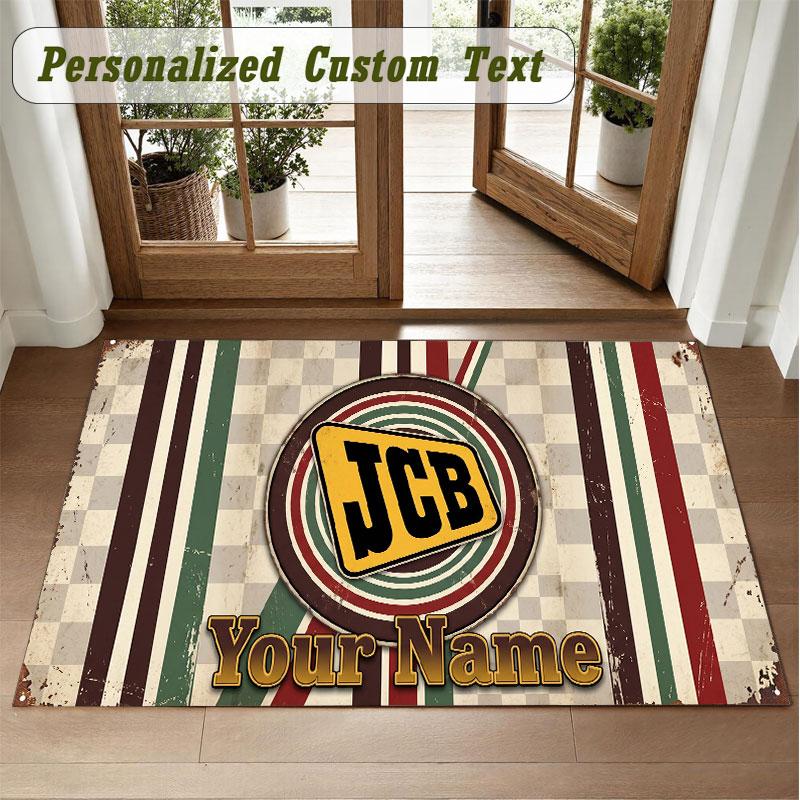 Crystal Velvet Square Rug Custom NameJCB Pattern Non Slip Home Floor Decor Rug