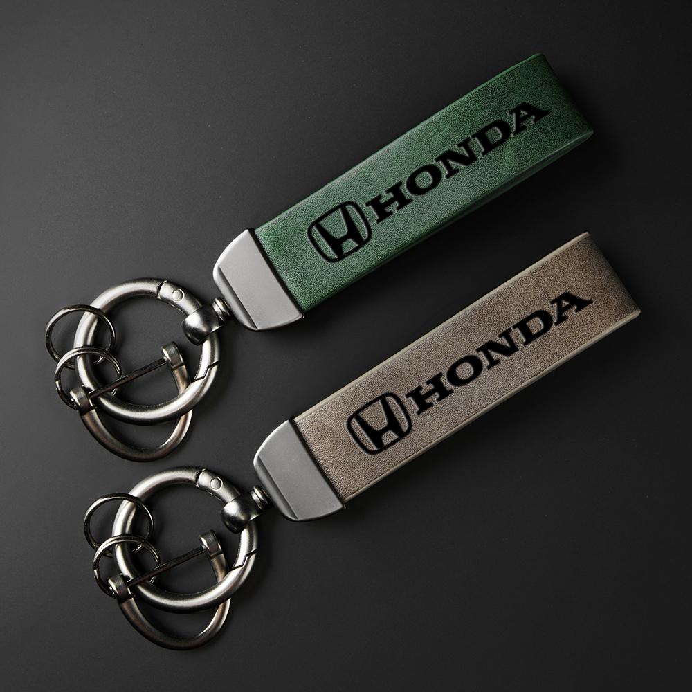 Retro Car Keychain Leather Key Chains Auto Accessories For Honda Civic Fit Jazz Accord Pilot CRV Odyssey Passport City Vezel CRX LV4