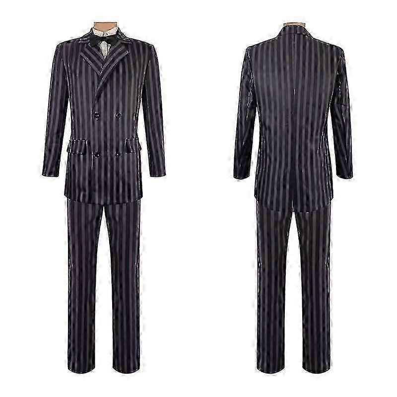 Costumi Gomez per Adulti Confezione da 4 Completo Cosplay Famiglia Addams Costume da Uomo Outfit di Halloween