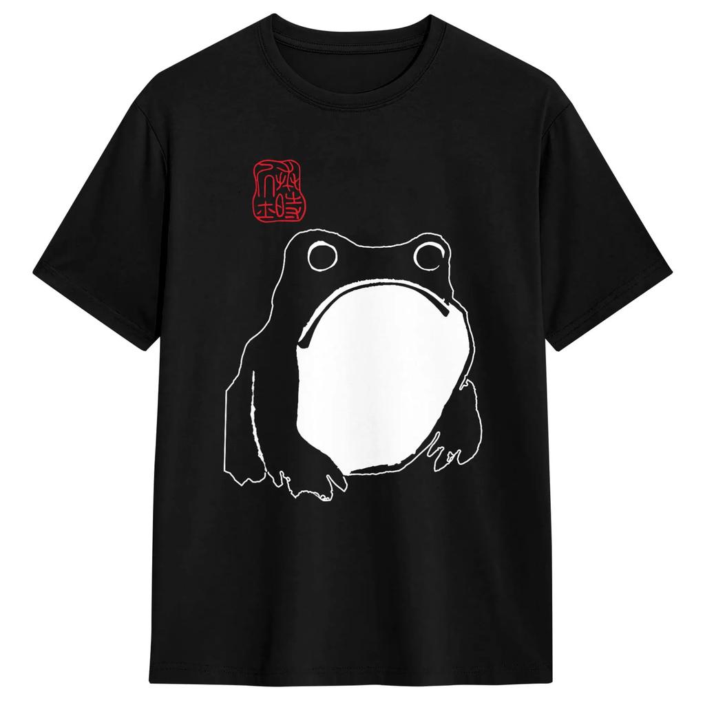 Unique Cute Grumpy Frog Japanese Ink Tshirt For Unisex Crew Neck 100 Cotton T Shirts Short Sleeve Tees Printed Clothing