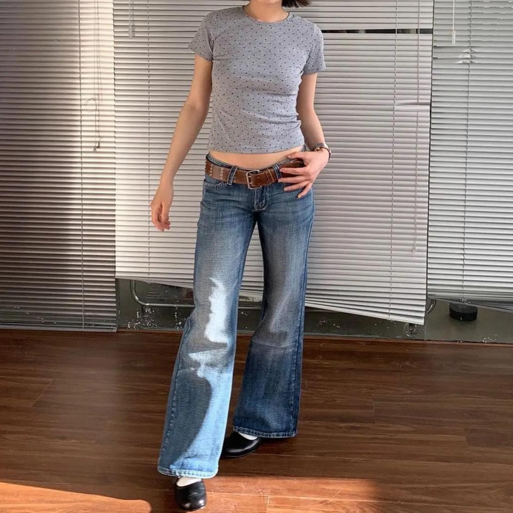 Amerikanische Retro High Street Spicy Girls Low Waist Jeans Damen Vintage Y2k Harajuku Baggy Solid Slim Denim Schlaghose