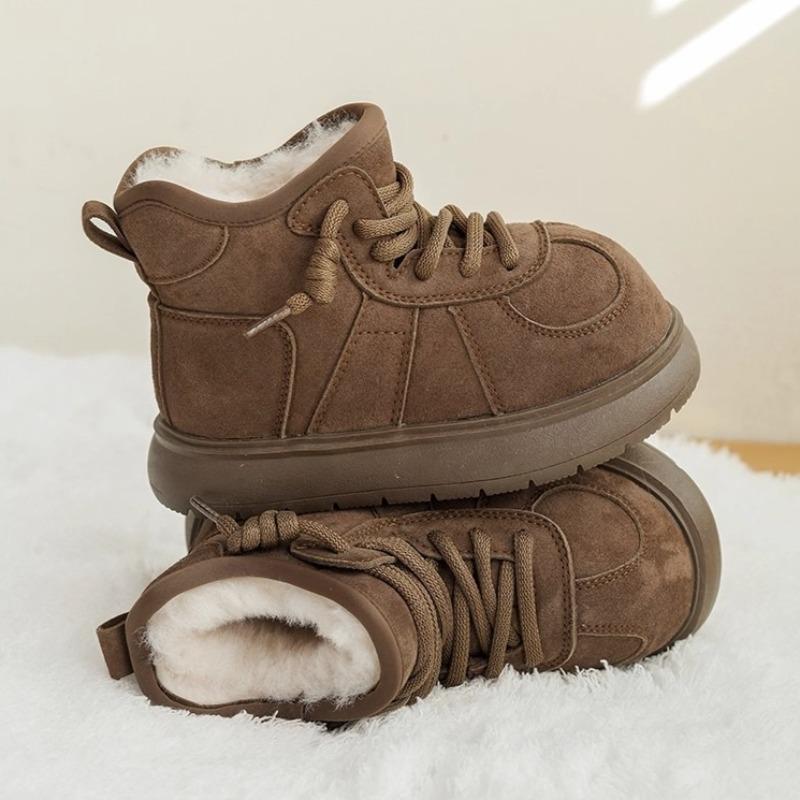 Winter Warm Snow Boots for Girls Thickened Fleece Lining Plush Cotton Shoes Children's Fleece-lined Cotton Boots Boys' Non-slip Soft-soled Loafers