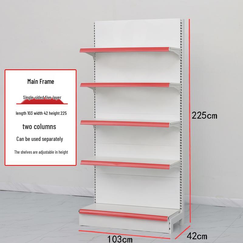 Adjustable Supermarket Display Rack for Snacks and Food, Single/Double-Sided, Ideal for Convenience Stores and Mother & Baby Products.