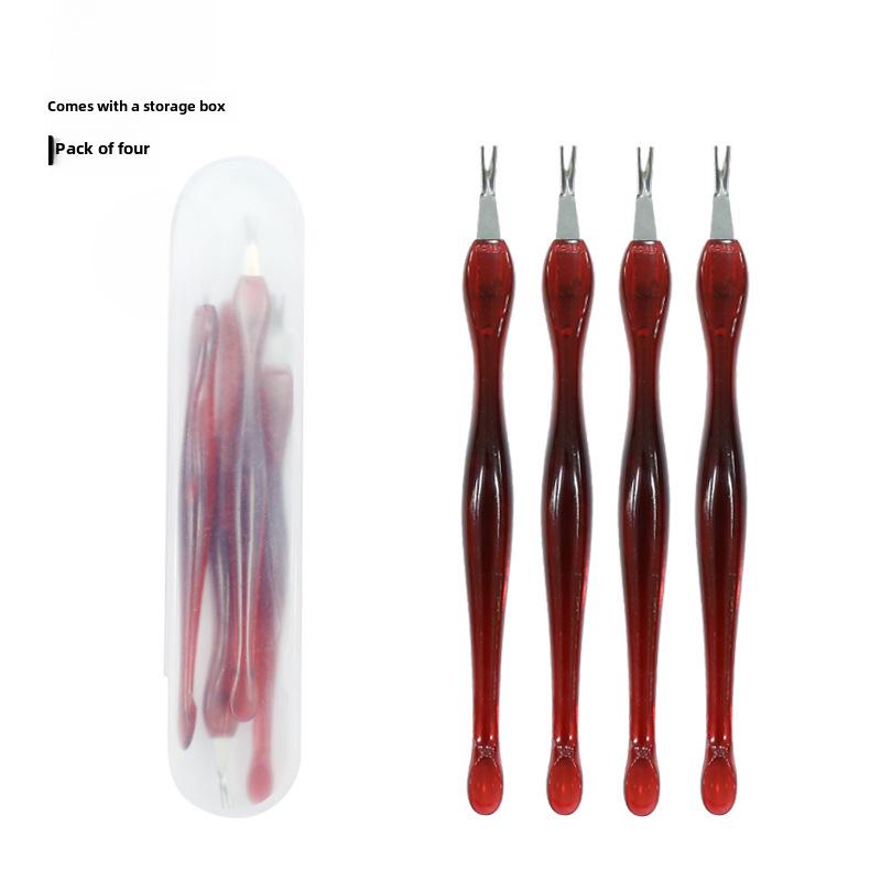 Nail Art Cuticle Remover Tool: Deep V Fork for Dead Skin and Manicure