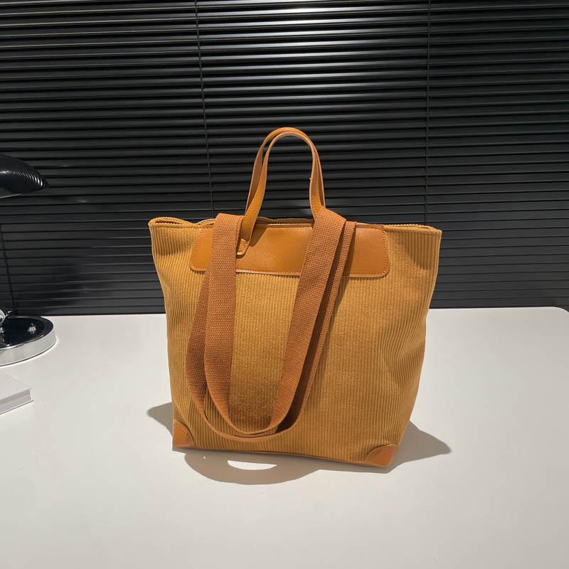 Stylish Vintage Large Capacity Tote Bag For Women With Trendy Corduroy Fabric