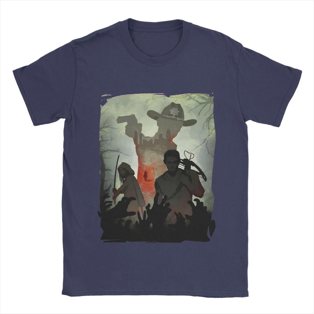 Walking Deads T Shirts Men's  Pure Cotton Novelty T-Shirts Crewneck  Tee Shirt Short Sleeve Clothing 4XL 5XL 6XL