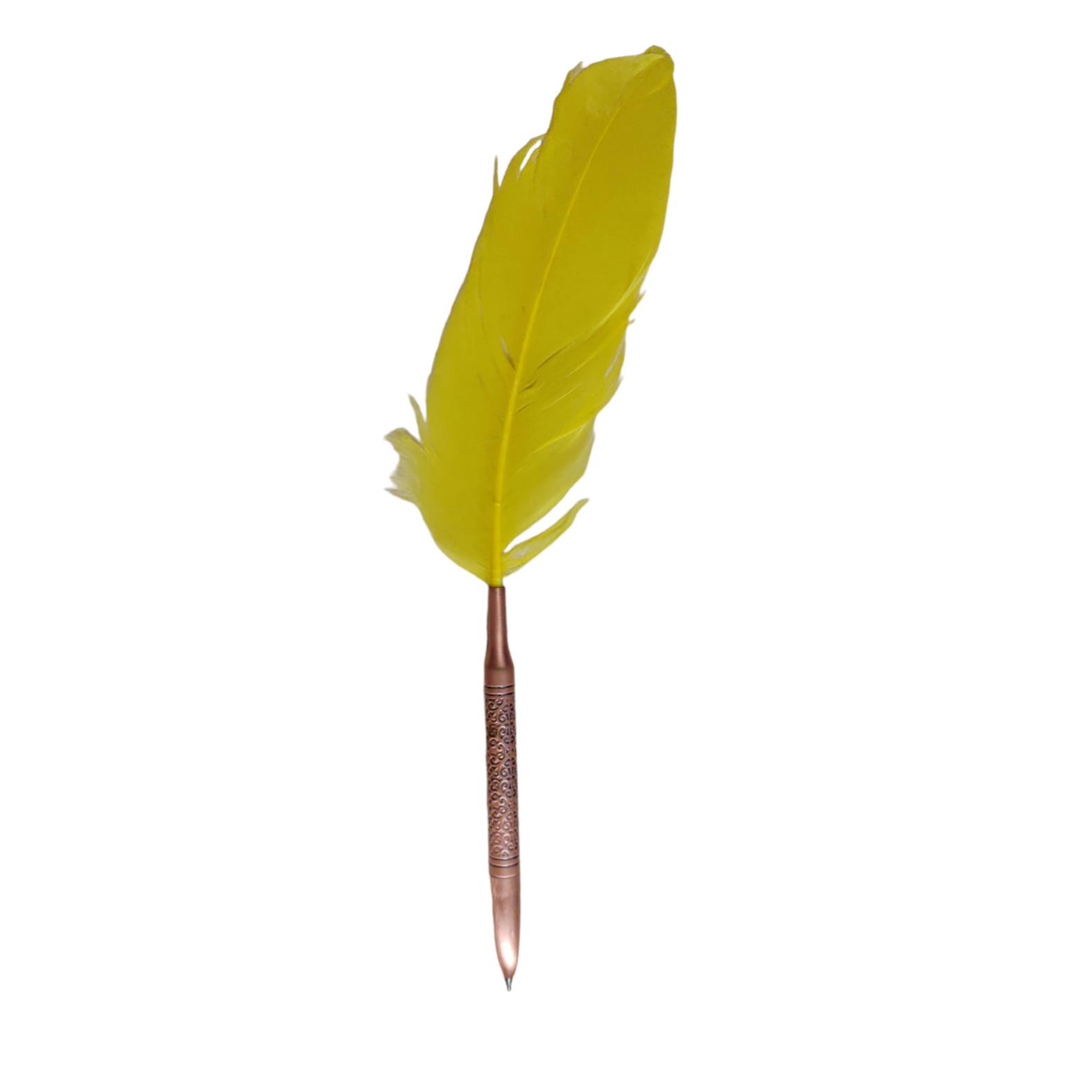 

@ Beautiful unique Antique Copper Ball Pen With Yellow Feather M101 Zr660-60%Off