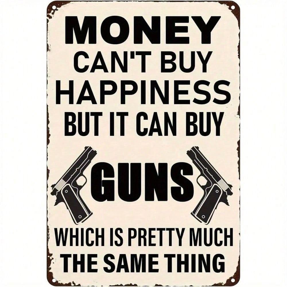 Vintage Metal Wall Poster Gun Decor Man Cave Gift