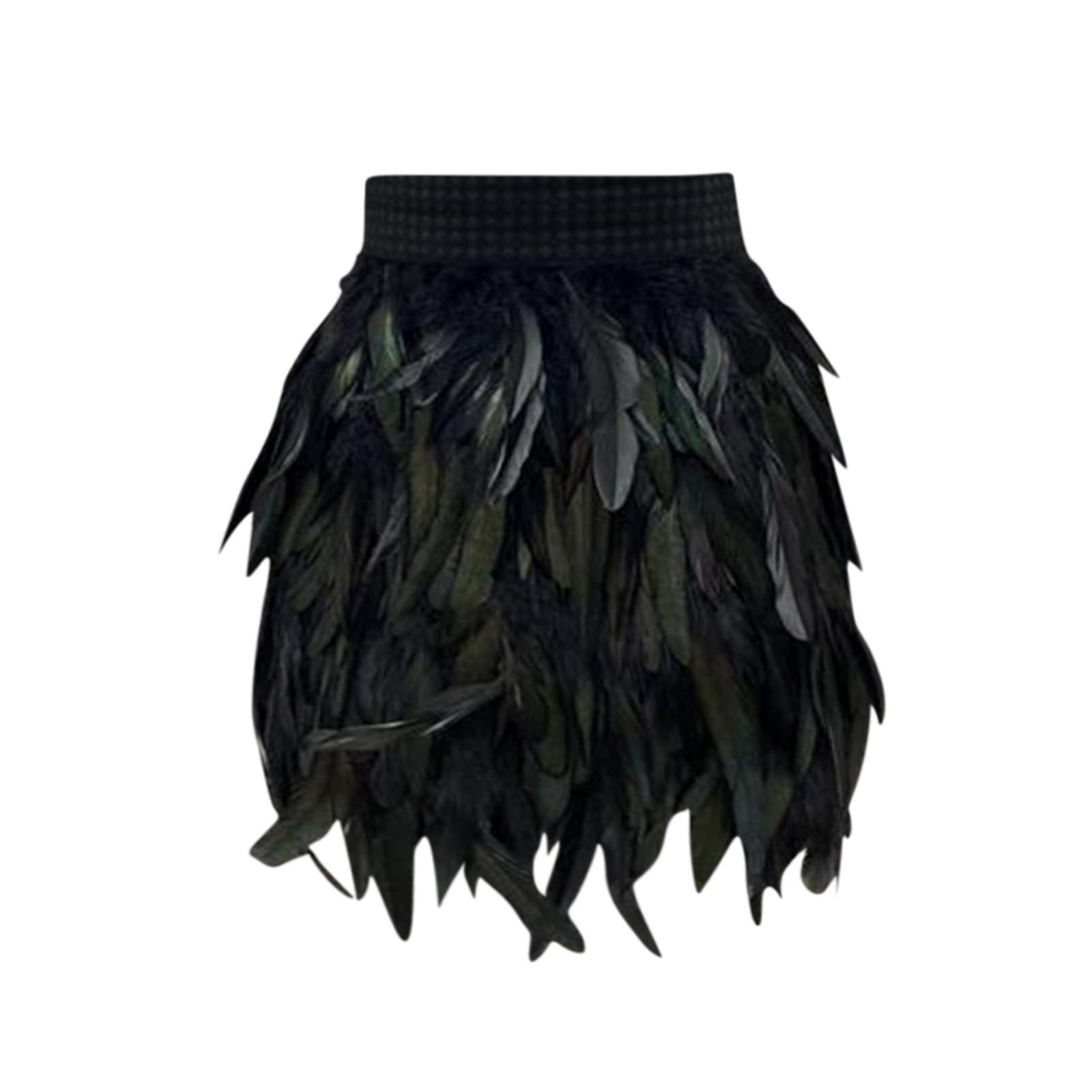 

Женское модное сексуальное модное платье с перьями и макияжем, бальное платье для выступлений, юбка L чёрный