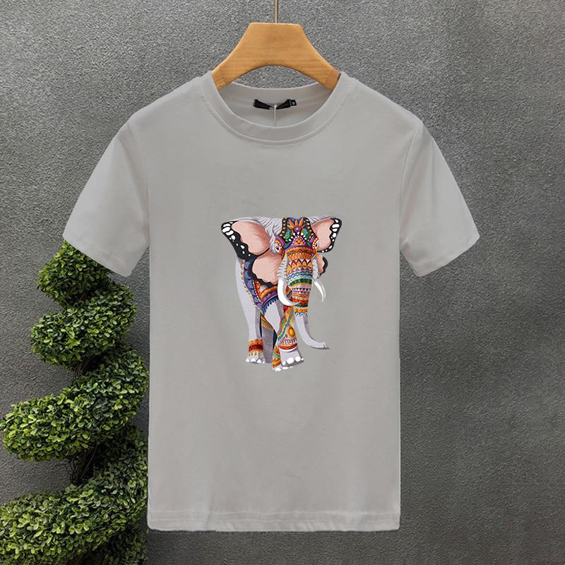 2024 Luxury Elephant 100% Cotton High Quality Printing Couple Tees Summer Harajuku For Men/Women Short Sleeve T-shirt Asian Size