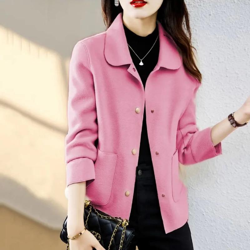Fashionable Double-faced Woolen Coat Women's Jacket with Slim-cut Design for Spring