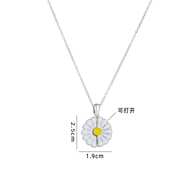 Romantic Drip Enamel Daisy Pendant - Openable Locket Necklace with Custom Text and Floral Accents Fashion Pendant Necklaces