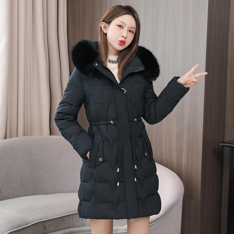 Winter Down Jacket for Women Medium and Long Slim Fit Fashionable Korean Style Large Fur Collar