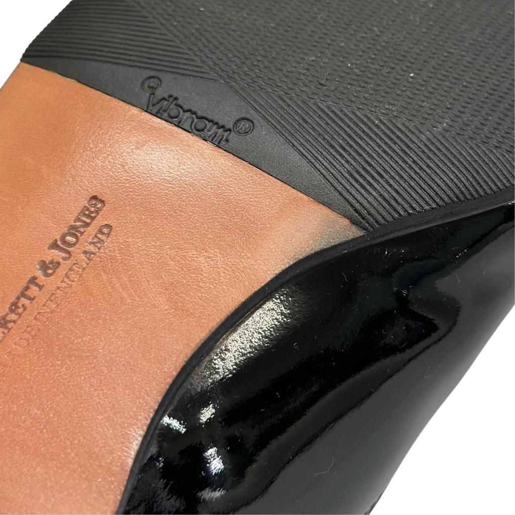Skvělé kožené boty CROCKETT&JONES CHEAM 341 Kopyto černé Lakovaná kůže pánské 8 Použité