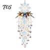 Christmas Gift for Friends Crystal Waterfall Lights, LED Warm White Snowman Pendant Decorative Pine Branch Pendants Light with Snowflake Droplets,